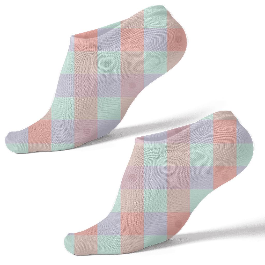 Pastel Gingham Micro Dot Silhouette Grid comfortable cotton ankle socks