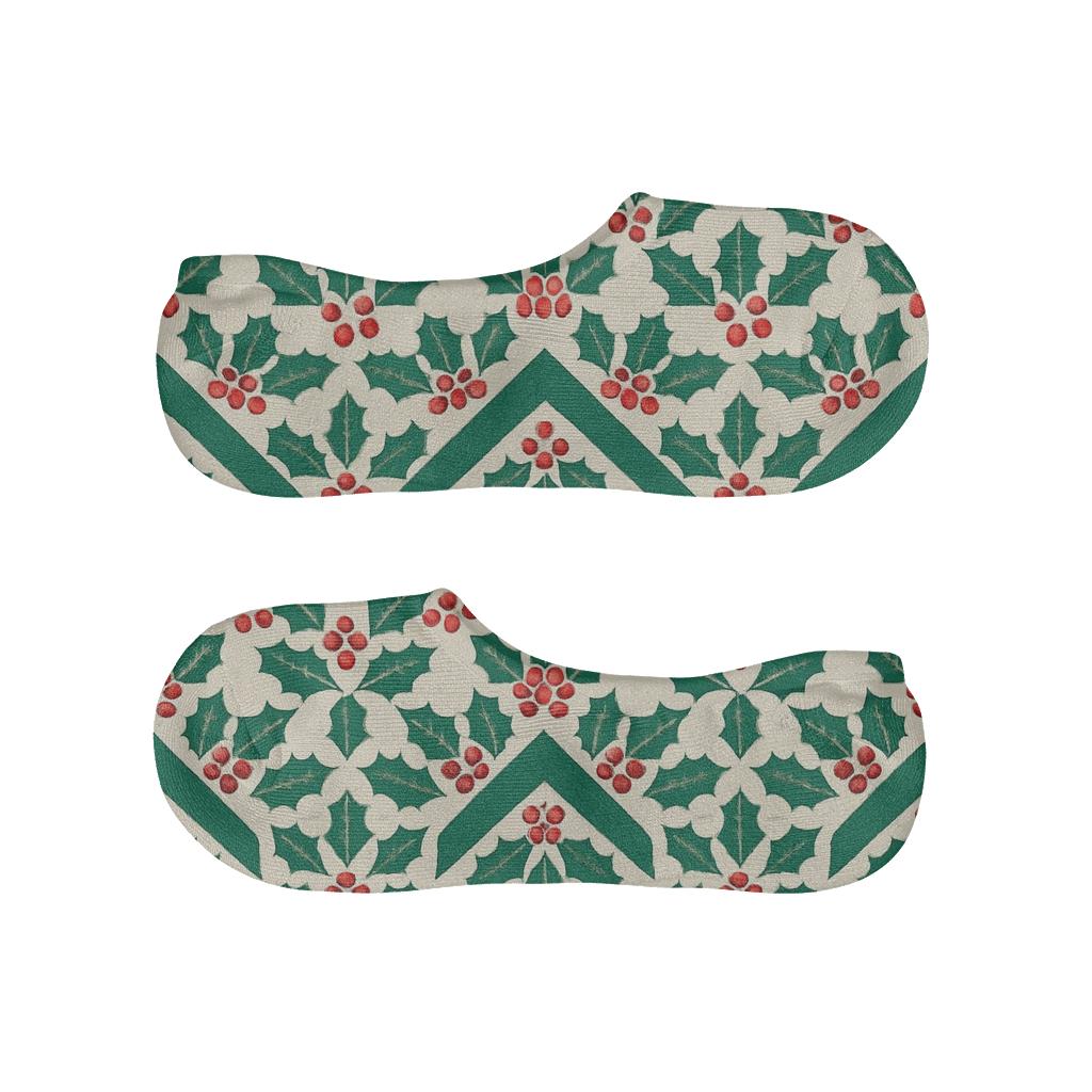 Holiday Holly Chevron Christmas breathable seamless no-show sockscustom no-show socks