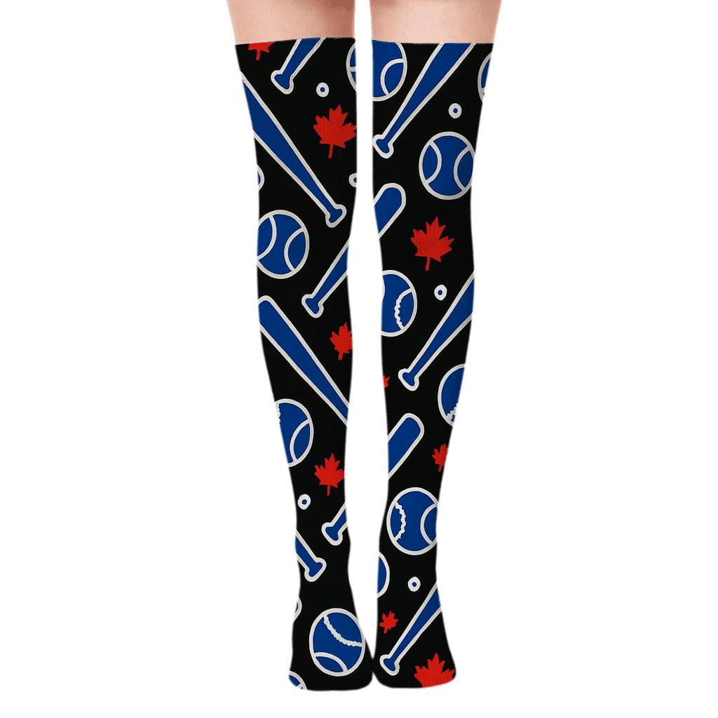 Diagonal Bat Scatter Blue Jays Compound stylish fashion over-the-knee socks