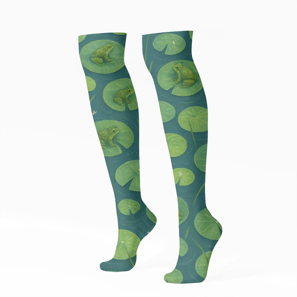 Lily Pad Lattice Repeat premium sports knee-high socks