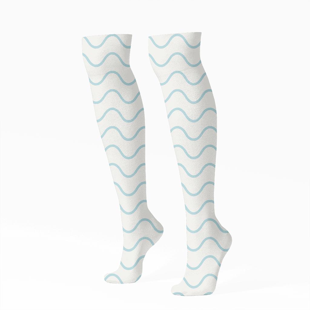 Quiet Wave Repeat unique graphic knee-high socks