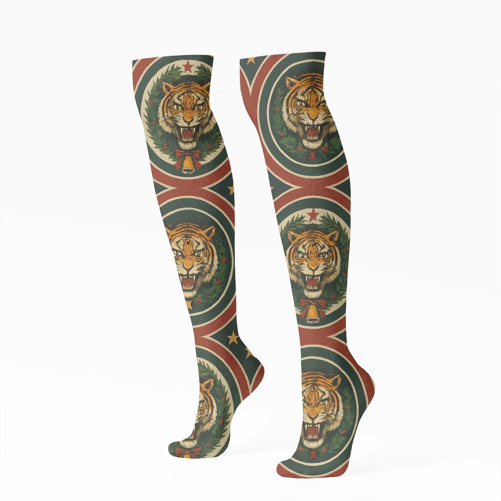 Tiger Noel Concentric Stripes trendy patterned knee-high socks