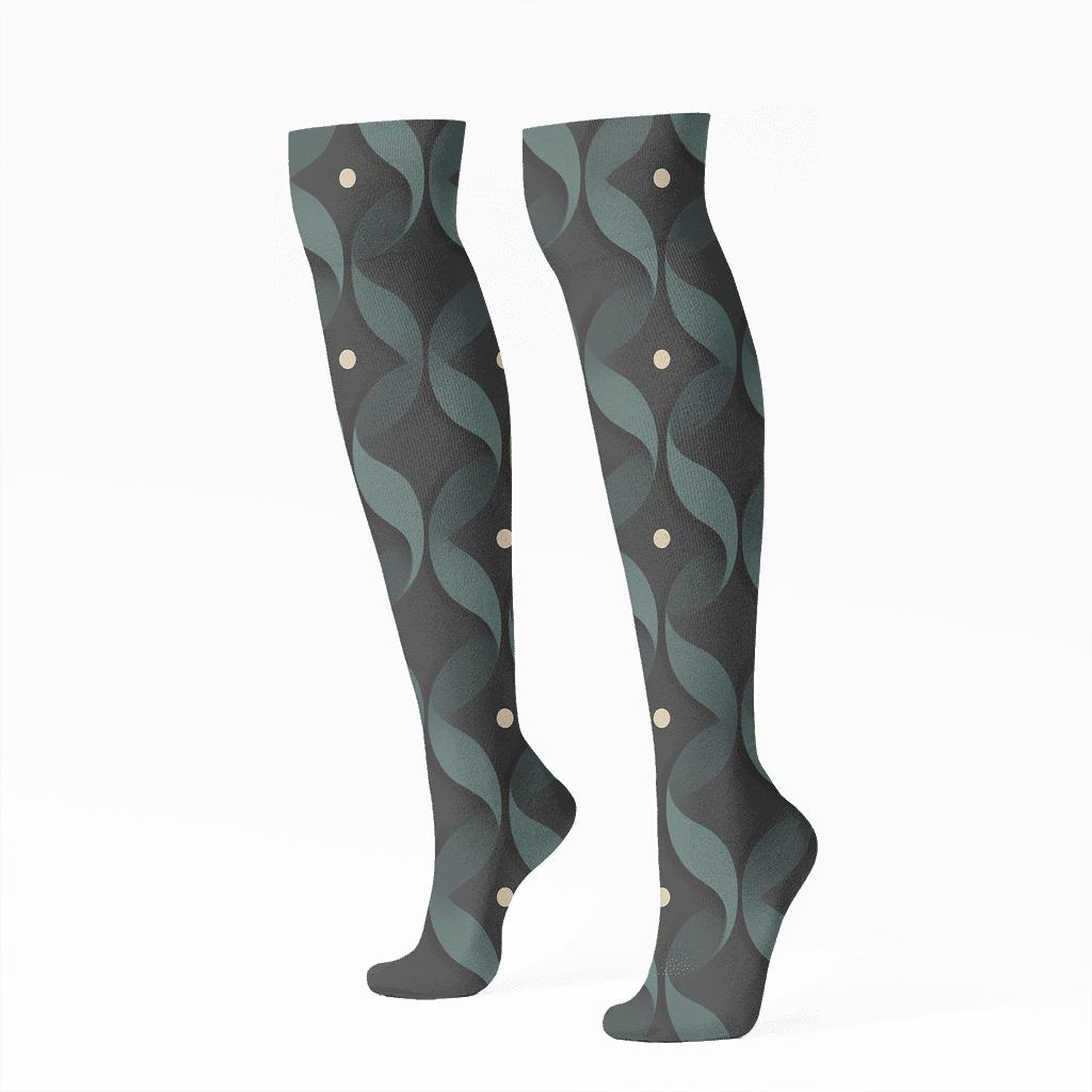 Interlocking Teardrop Tessellation On Charcoal soft everyday knee-high socks