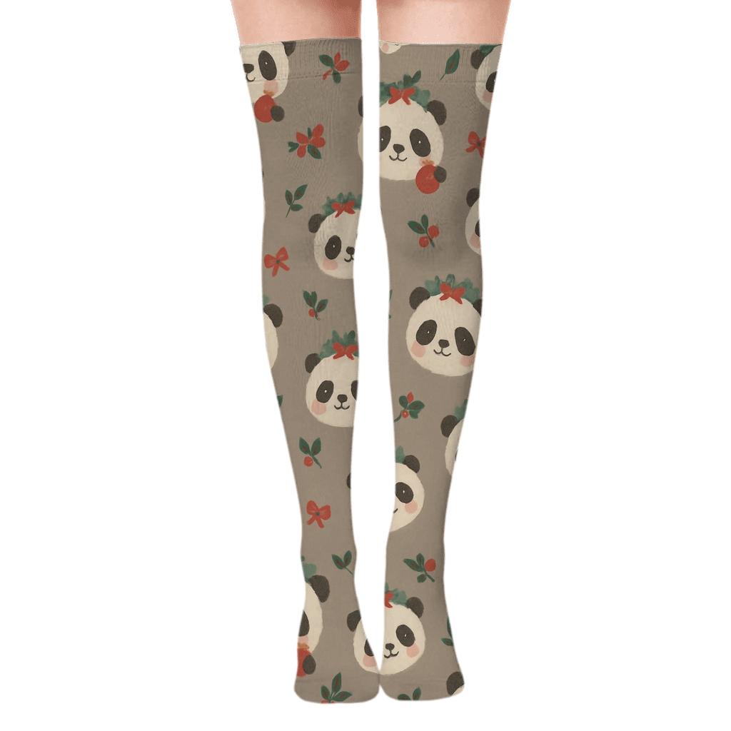 Panda Ornament Scatter comfortable cotton over-the-knee socks
