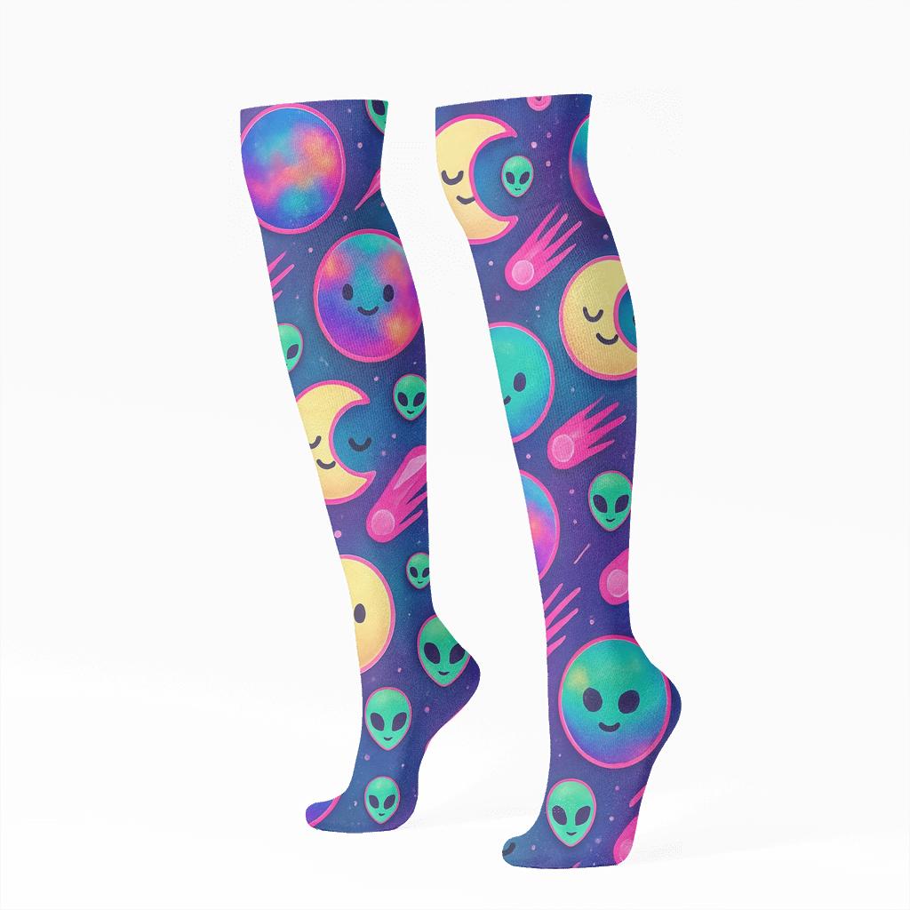 Playful Planetary Tessellation soft everyday knee-high socks