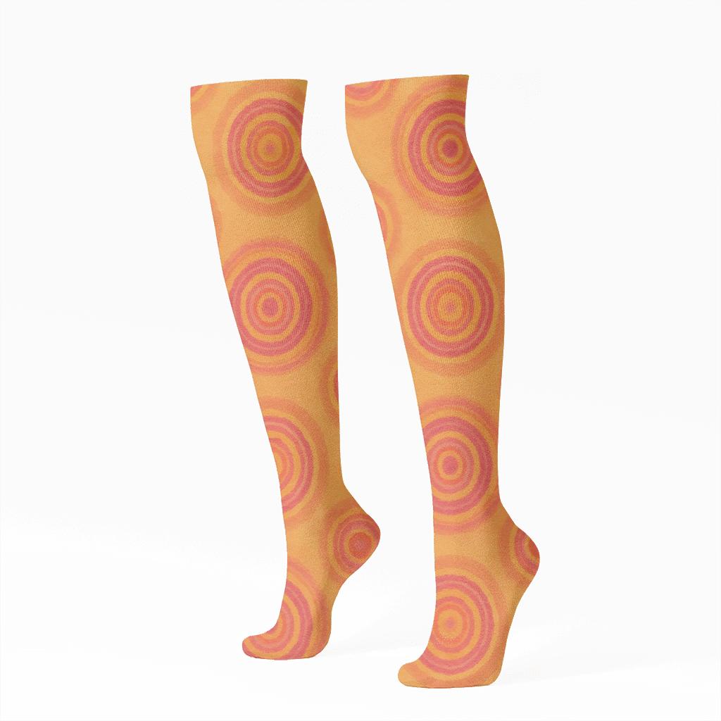 Sunset Ombre Ring Progression trendy patterned knee-high socks