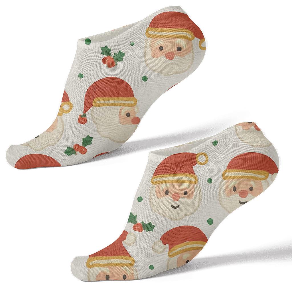 Christmas Santa Grid Pattern comfortable cotton ankle socks