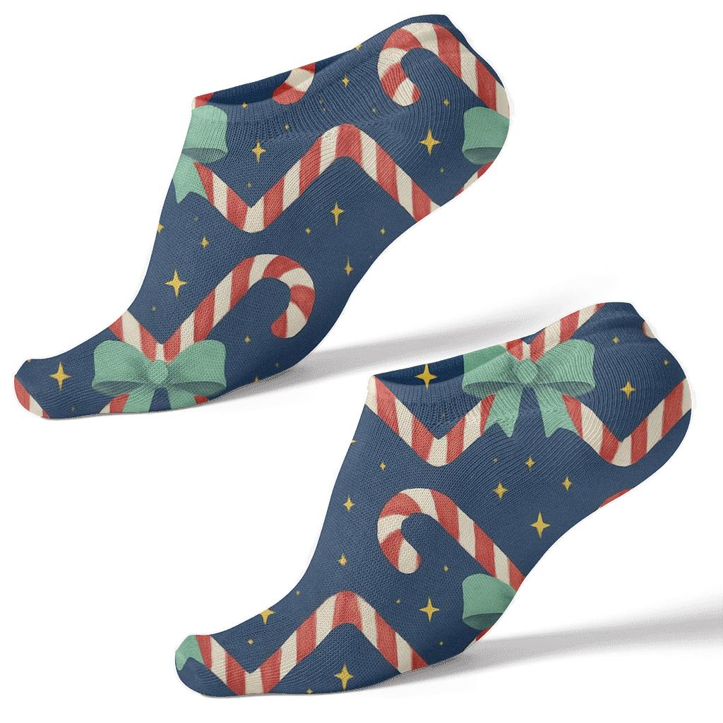 Xmas Candy Cane Chevron comfortable cotton ankle socks