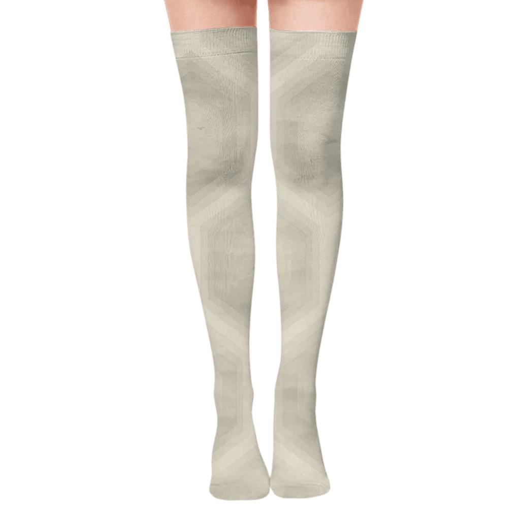 Layered Mist Tessellation On Ivory comfortable cotton over-the-knee socks