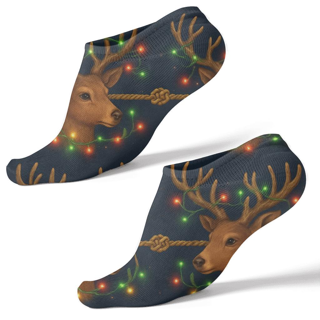Reindeer Light Garland Christmas comfortable cotton ankle socks