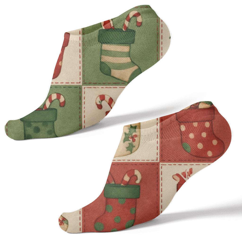 Holiday Stocking Patchwork Christmas custom ankle socks
