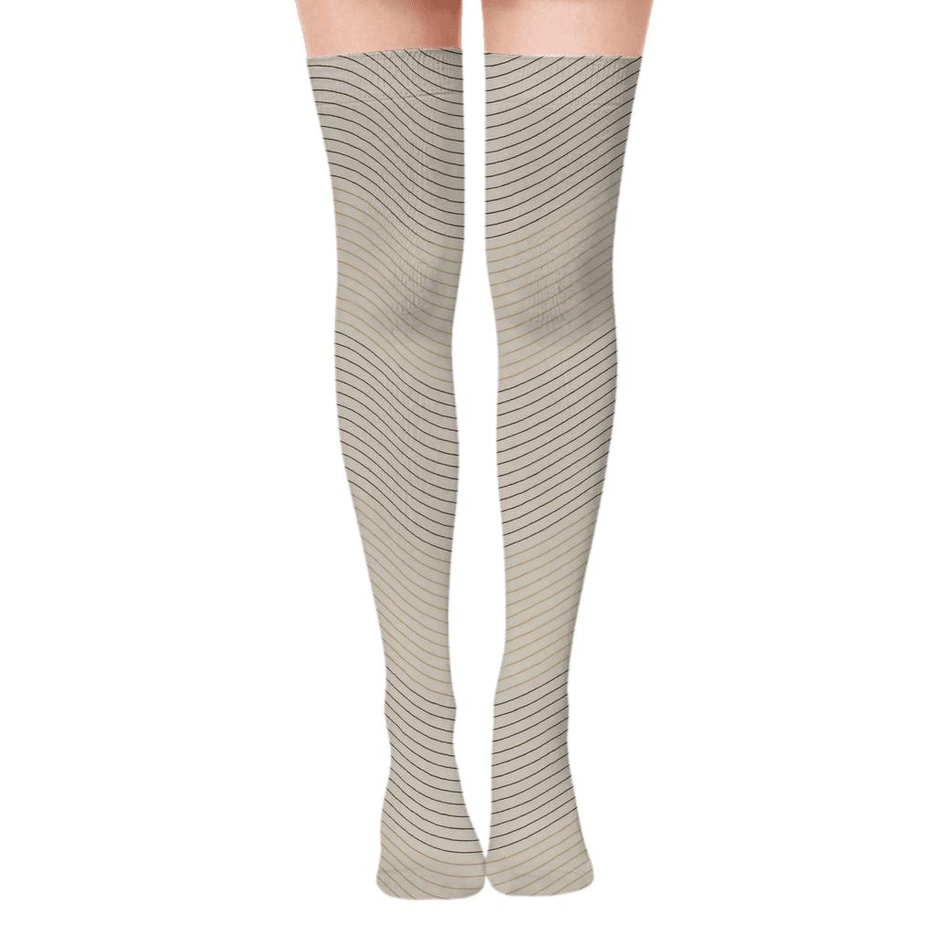 Subtle Moire Bands comfortable cotton over-the-knee socks