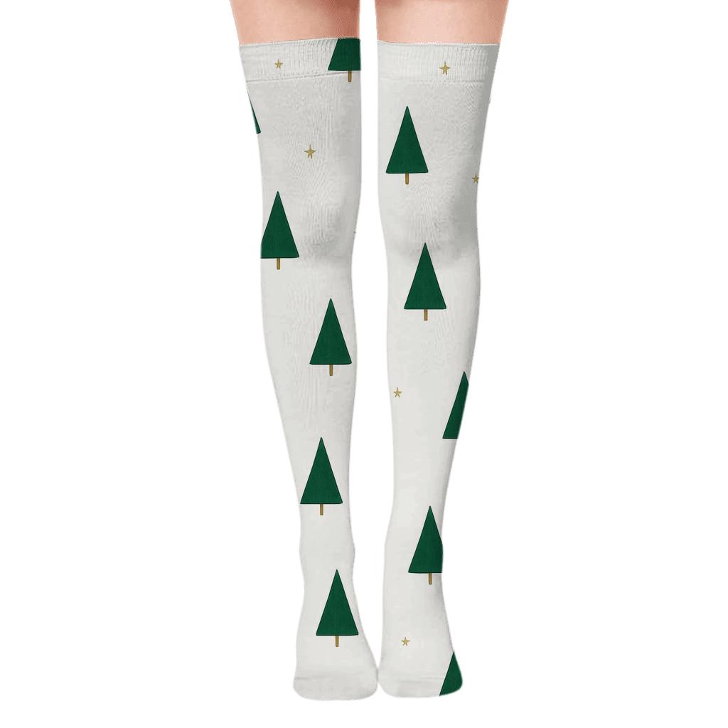 Holiday Minimalist Tree Scatter soft everyday over-the-knee socks