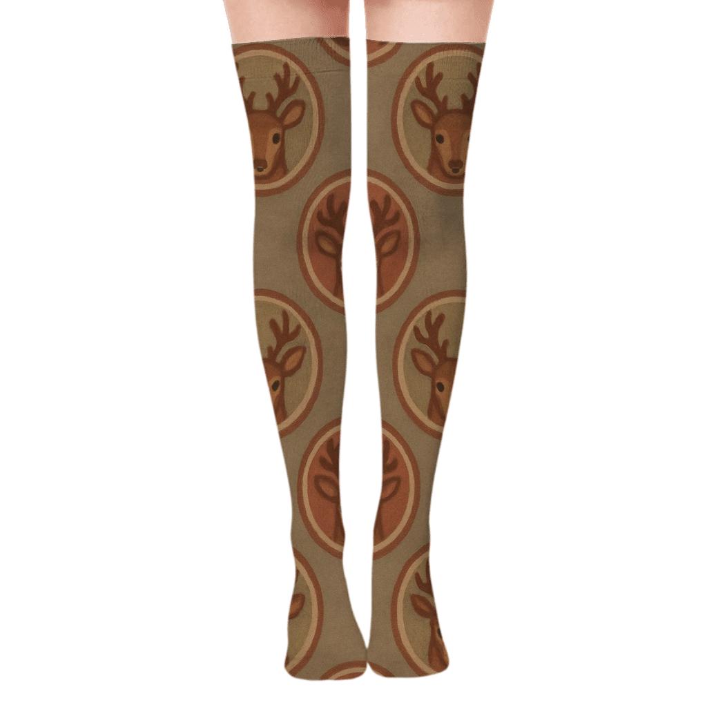 Reindeer Face Medallion Holiday Edition personalized over-the-knee socks