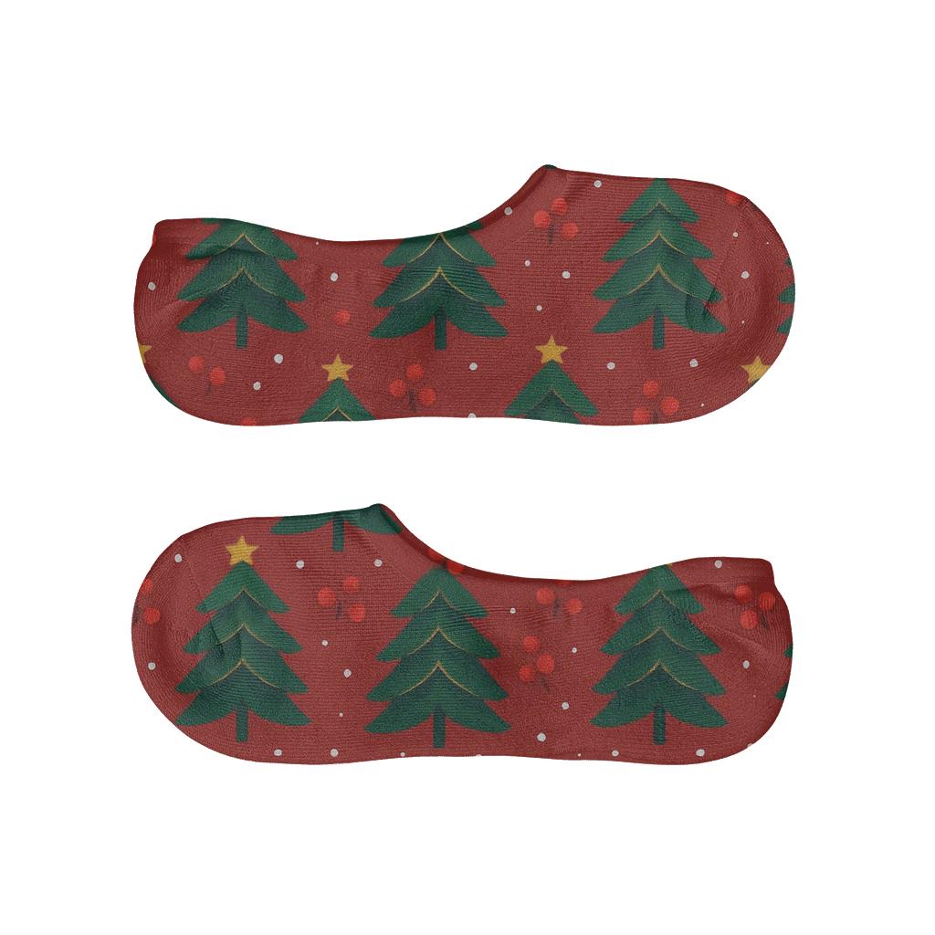 Christmas Evergreen Tile Grid comfortable invisible socks