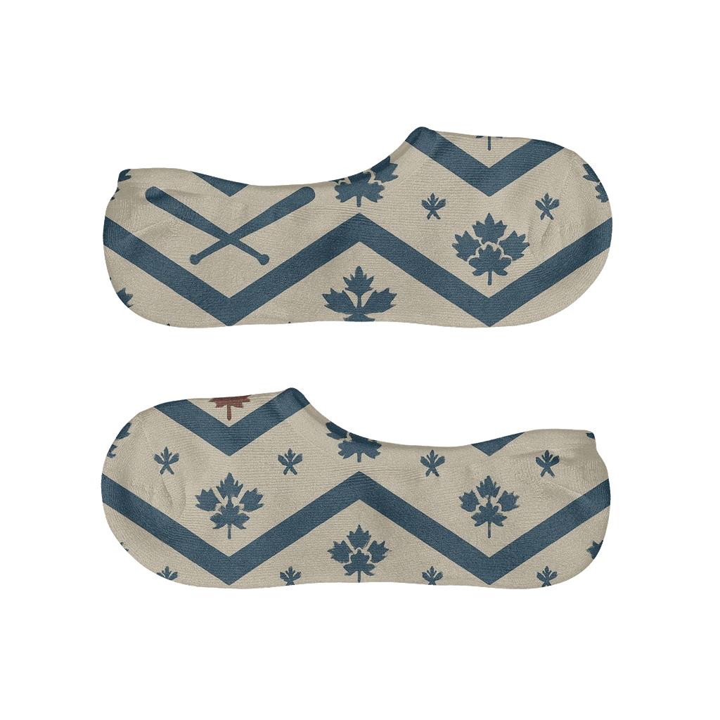Maple Leaf Chevron With Blue Jays personalized no-show socks