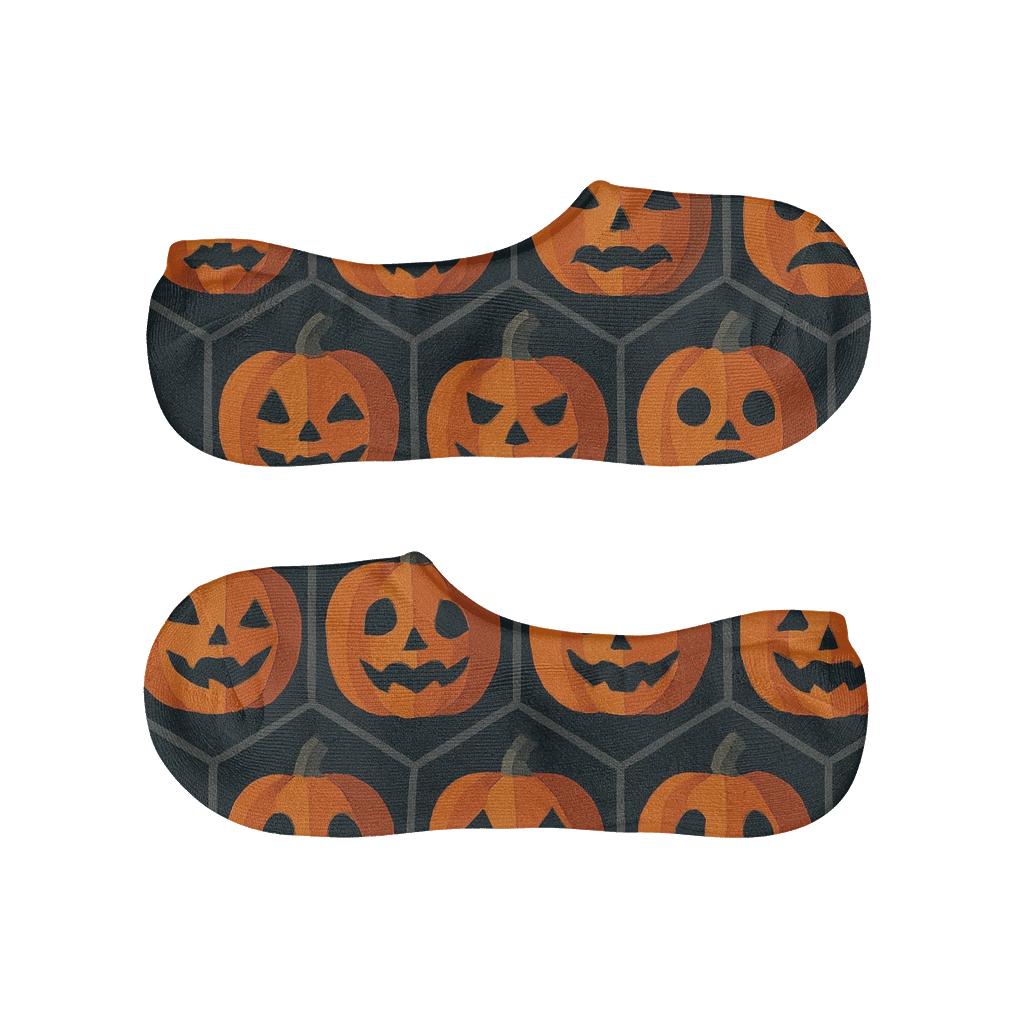 Pumpkin Hex Tile On Black Background anti-slip no-show socks