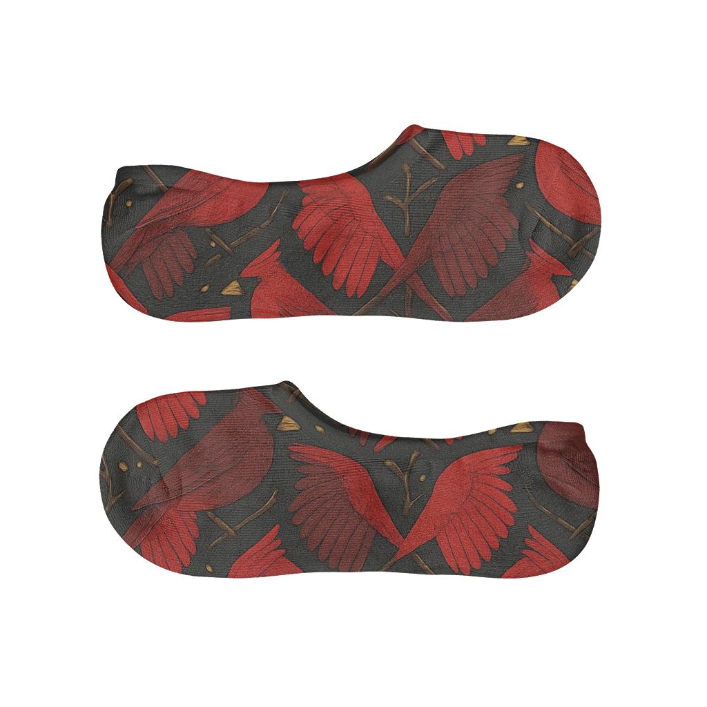 Cardinal Wing Tessellation On Charcoal Background soft cotton no-show socks
