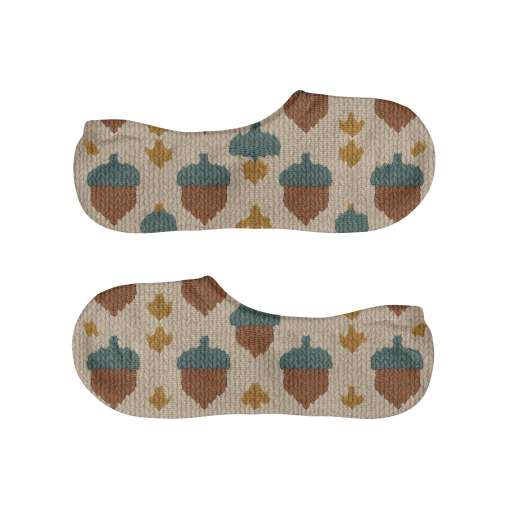 Acorn Knit Illusion Grid designer print no-show socks