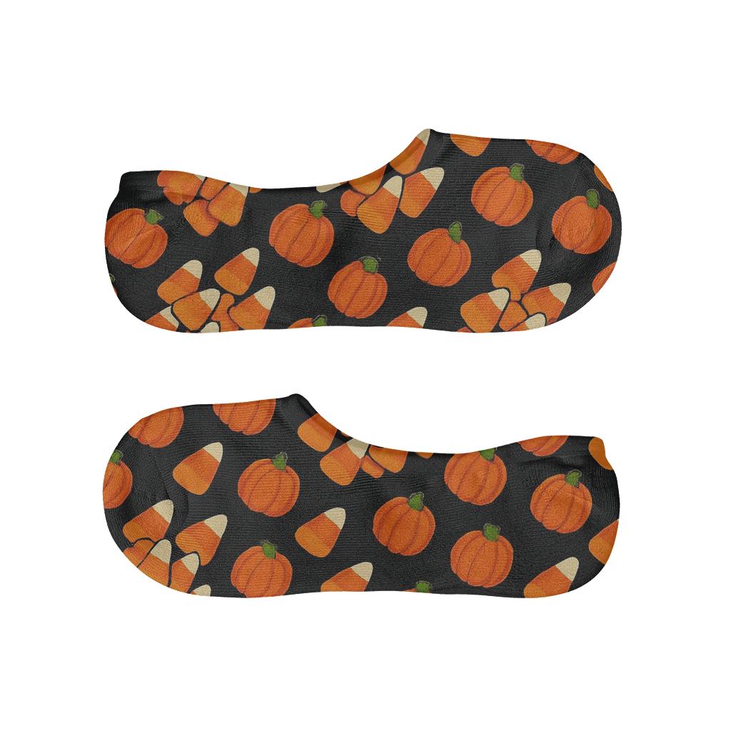 Candy Corn Diagonal Repeat On Black Background trendy no-show sock styles