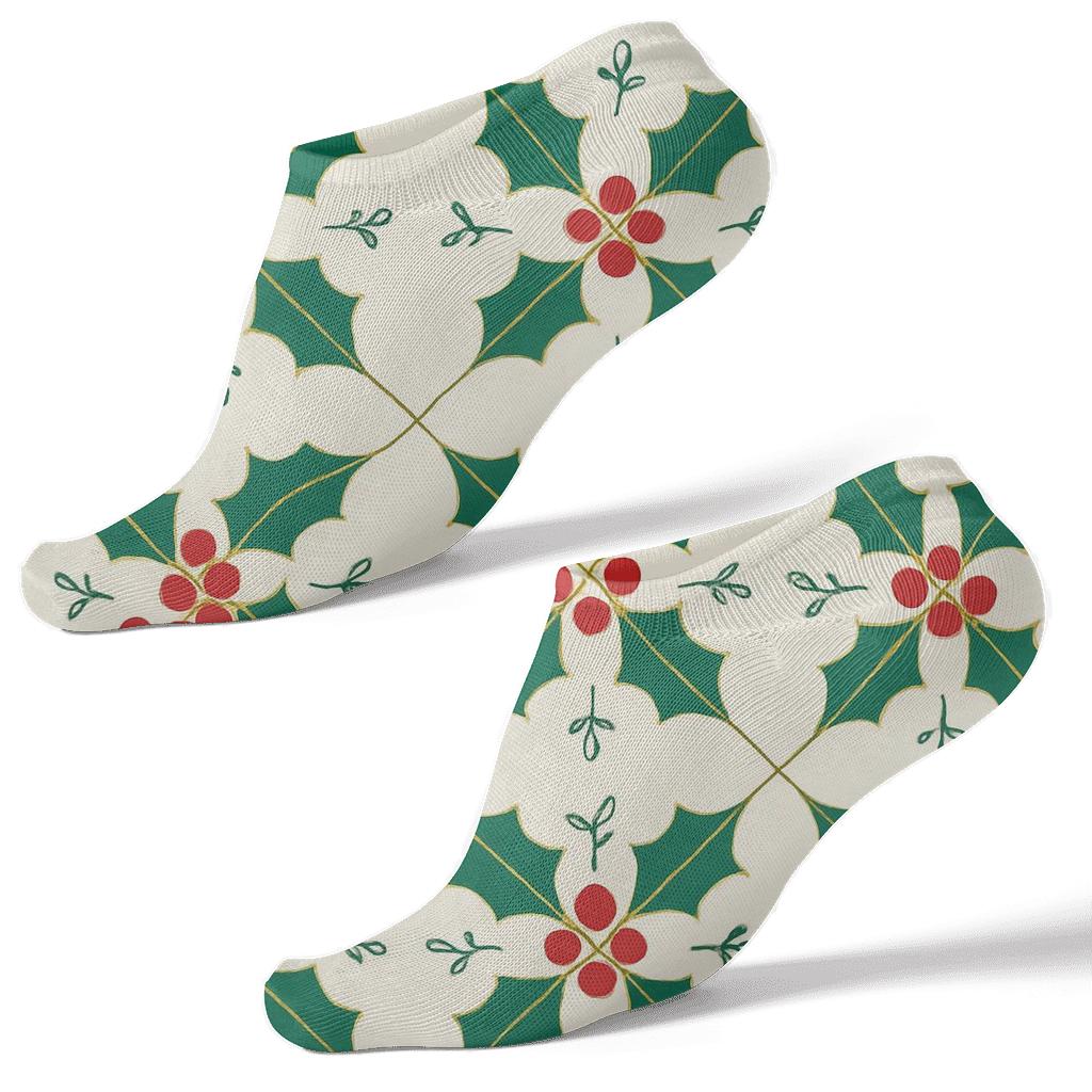 Holly Lattice On Ivory Background premium sports ankle socks
