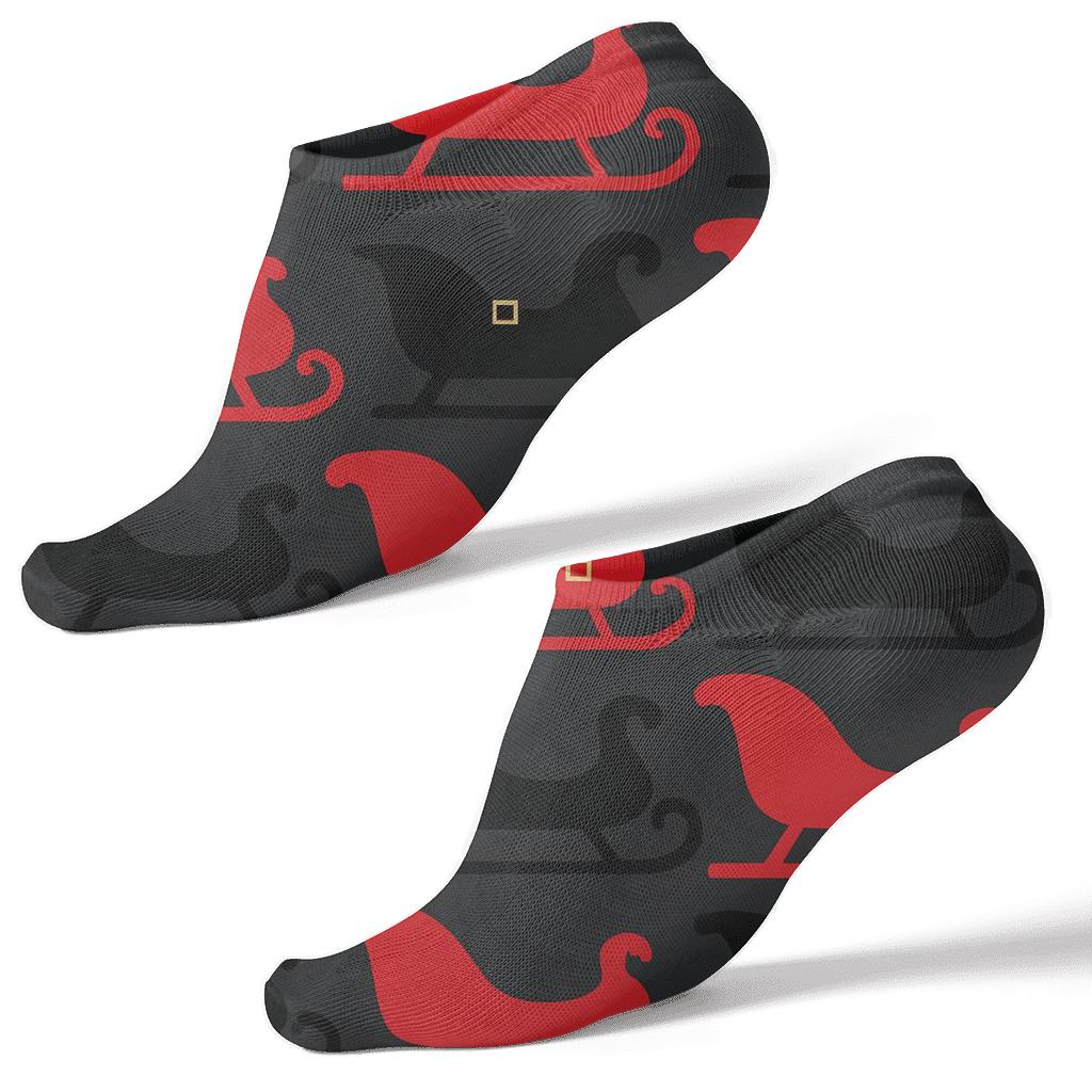 Sleigh Silhouette Santa Array personalized ankle socks