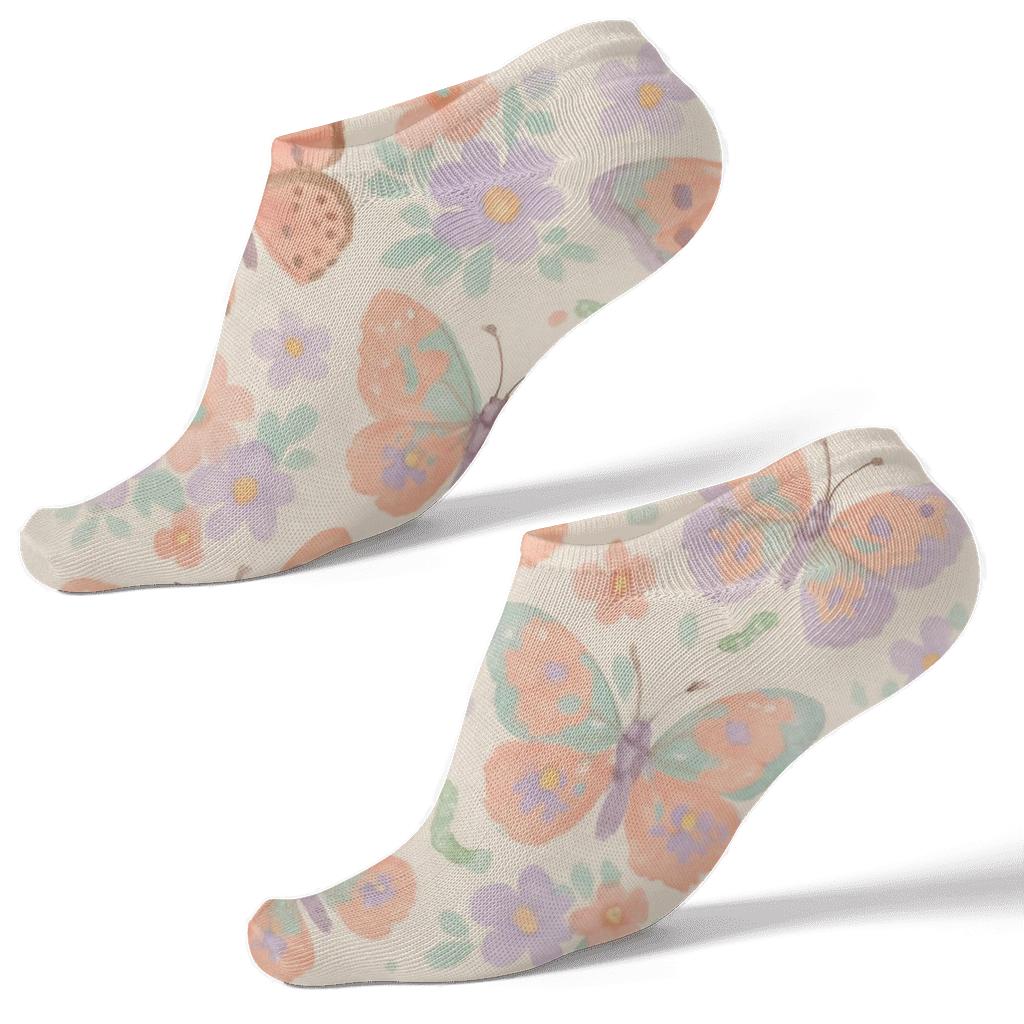Pastel Painted Ladies Meadow Scatter trendy patterned ankle socks