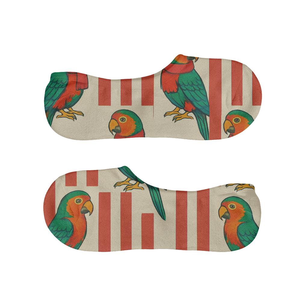 Parrot Candy Stripe Alternating Band On Ivory comfortable invisible socks