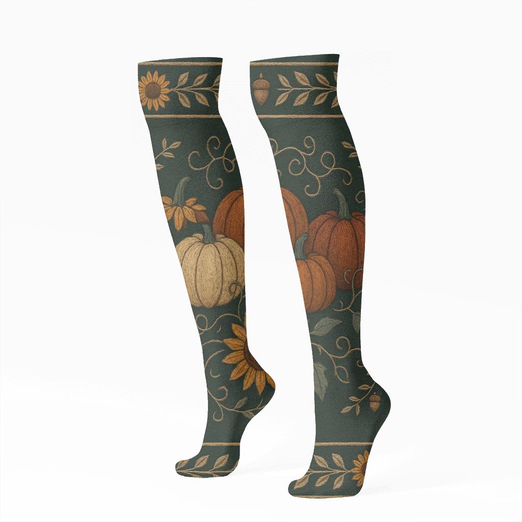 Pumpkin Patch Mirror Band personalized knee-high socks