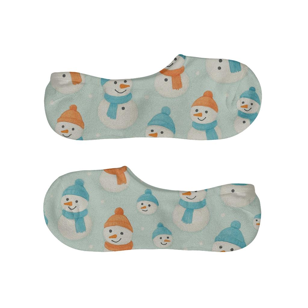 Snowman Picnic Scatter Holiday anti-slip no-show socks