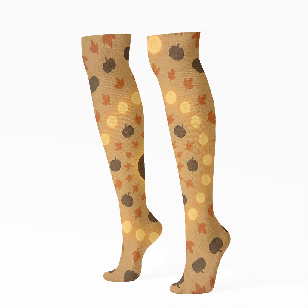 Autumn Moon Radial On Proper Neutral Background trendy patterned knee-high socks