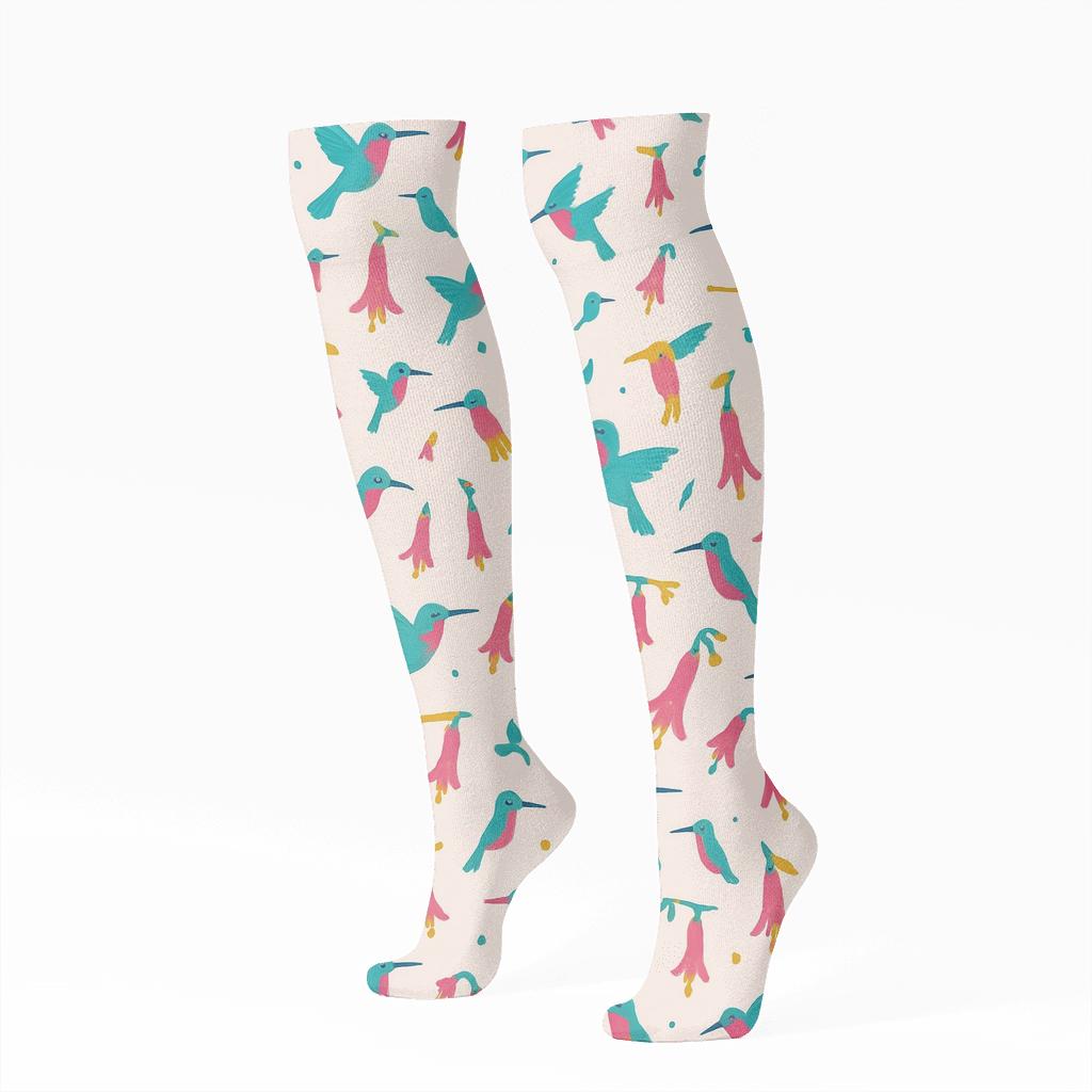 Hummingbird Blossom Scatter soft everyday knee-high socks