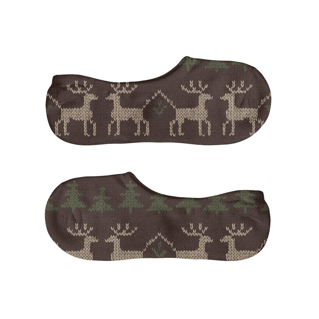 Nordic Fair Isle Xmas Knit Illusion No-Show Socks