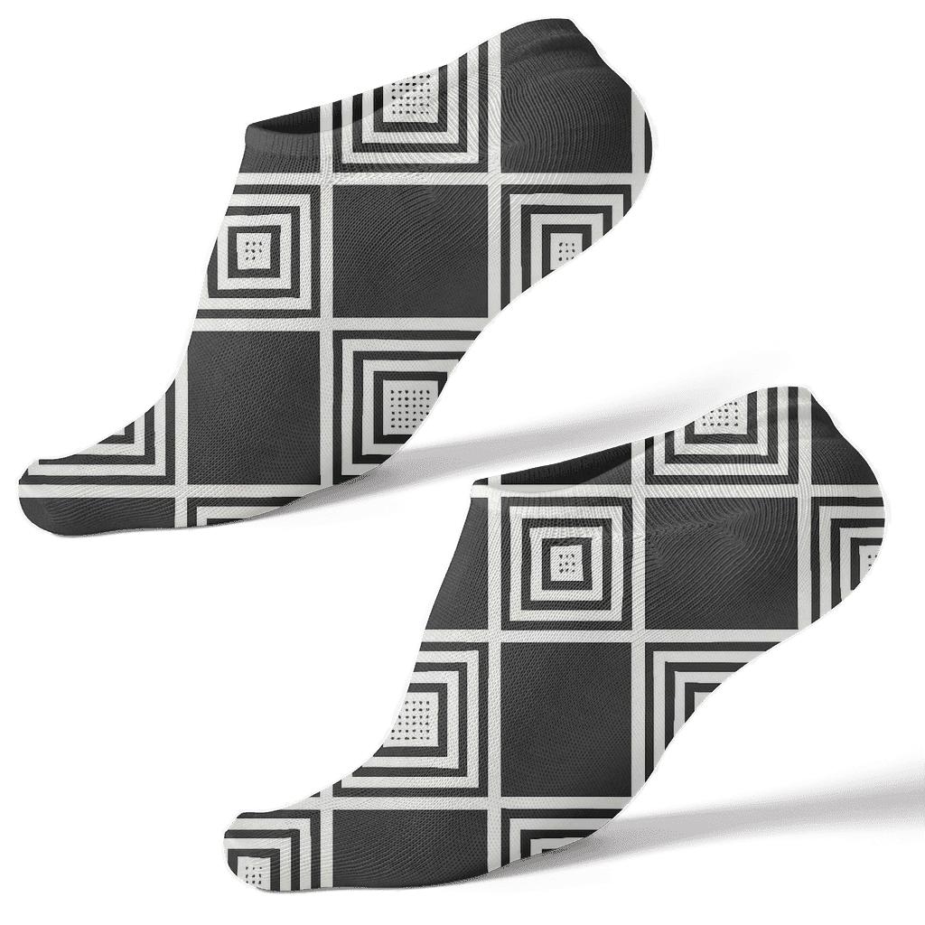Monochrome Nested Check Progression personalized ankle socks