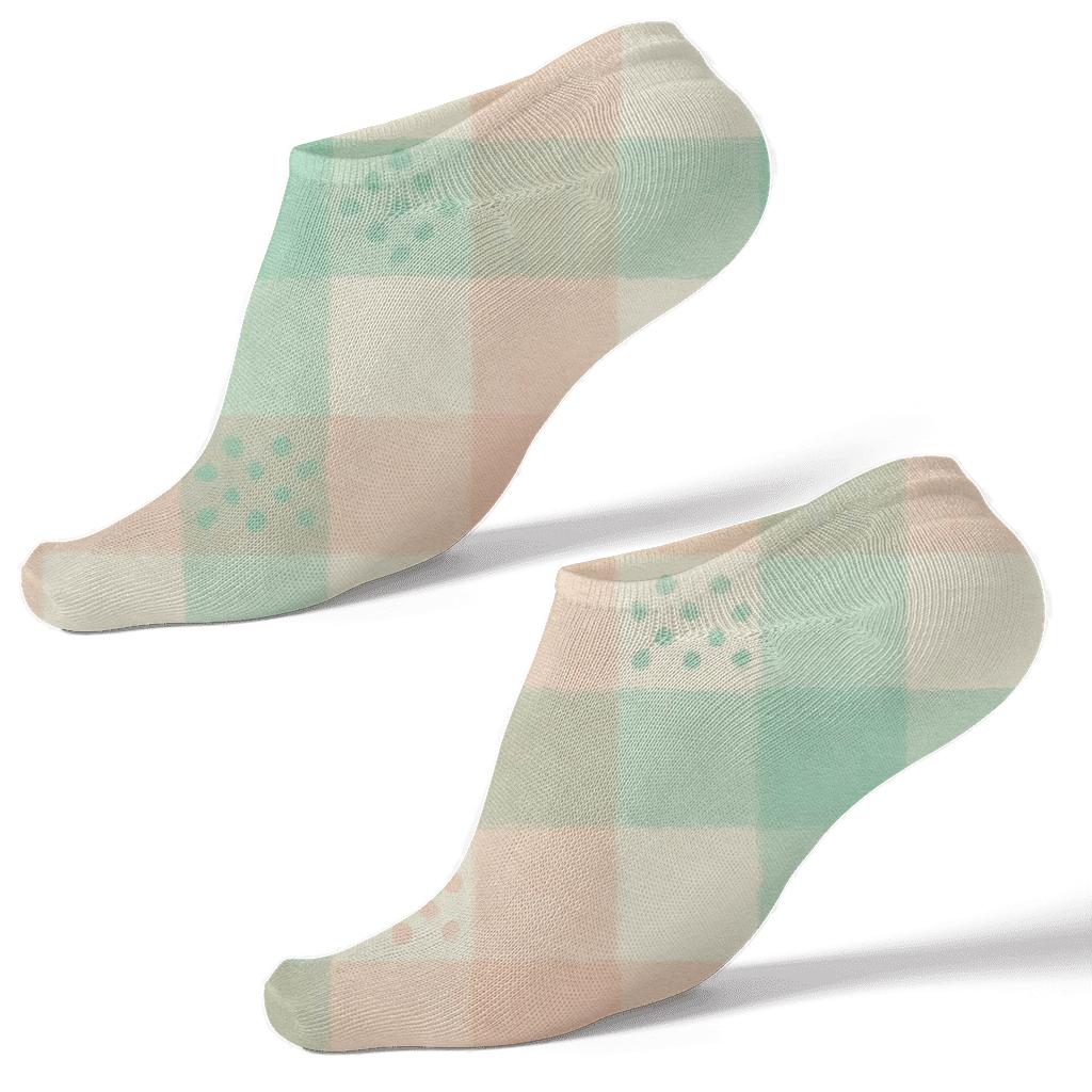 Pastel Gingham Micro Dot Silhouette personalized ankle socks