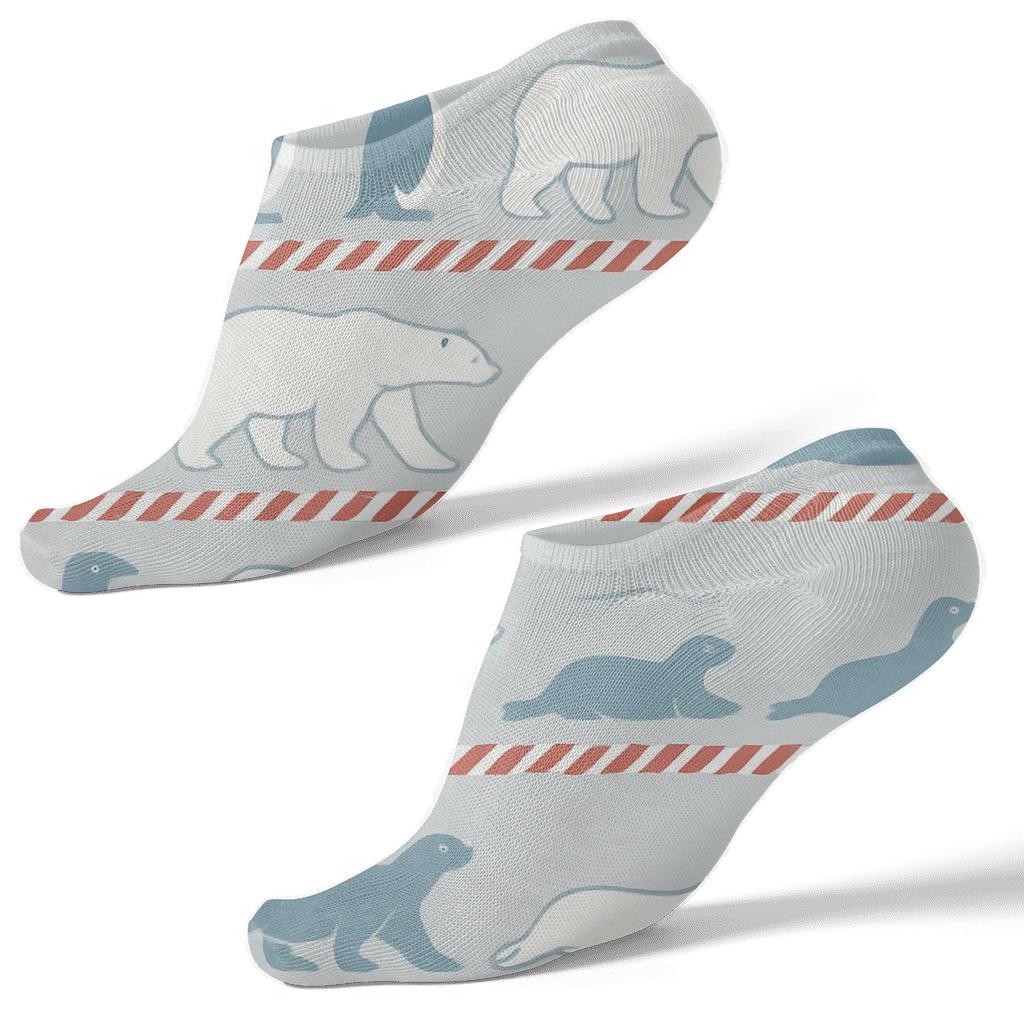 Polar Trio Stripe Progression On Frost Gray designer print ankle socks
