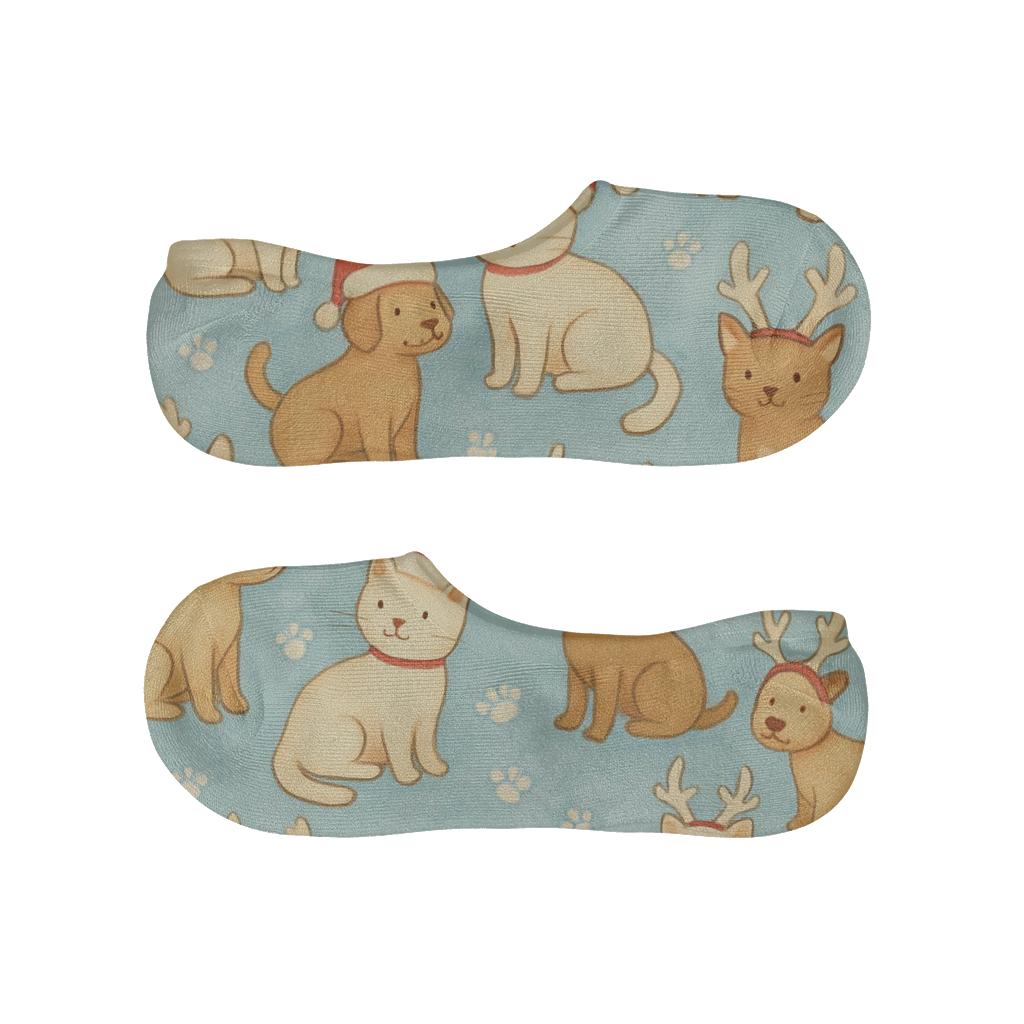 Holiday Pet Parade Scatter anti-slip no-show socks