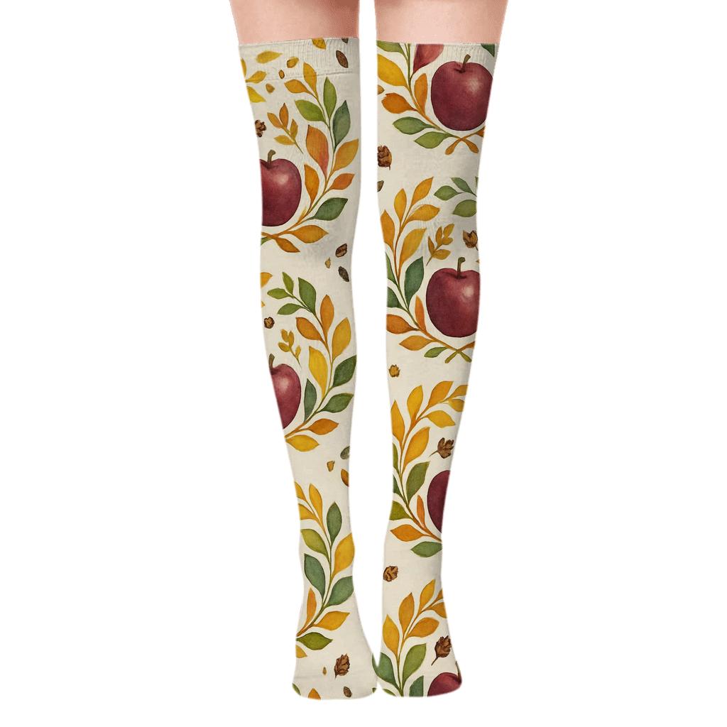 Apple Orchard Radial Medallions comfortable cotton over-the-knee socks