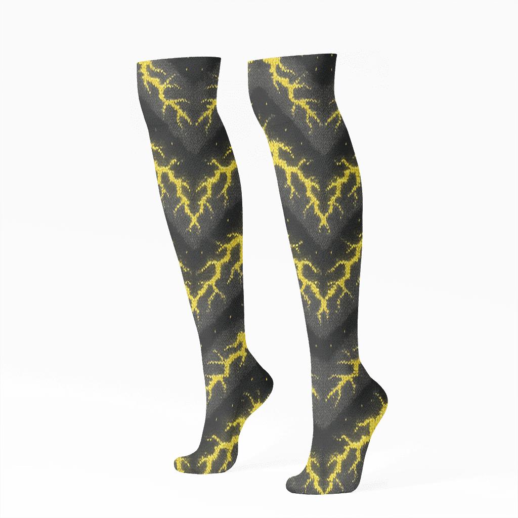 Fractal Bolt Chevron unique graphic knee-high socks