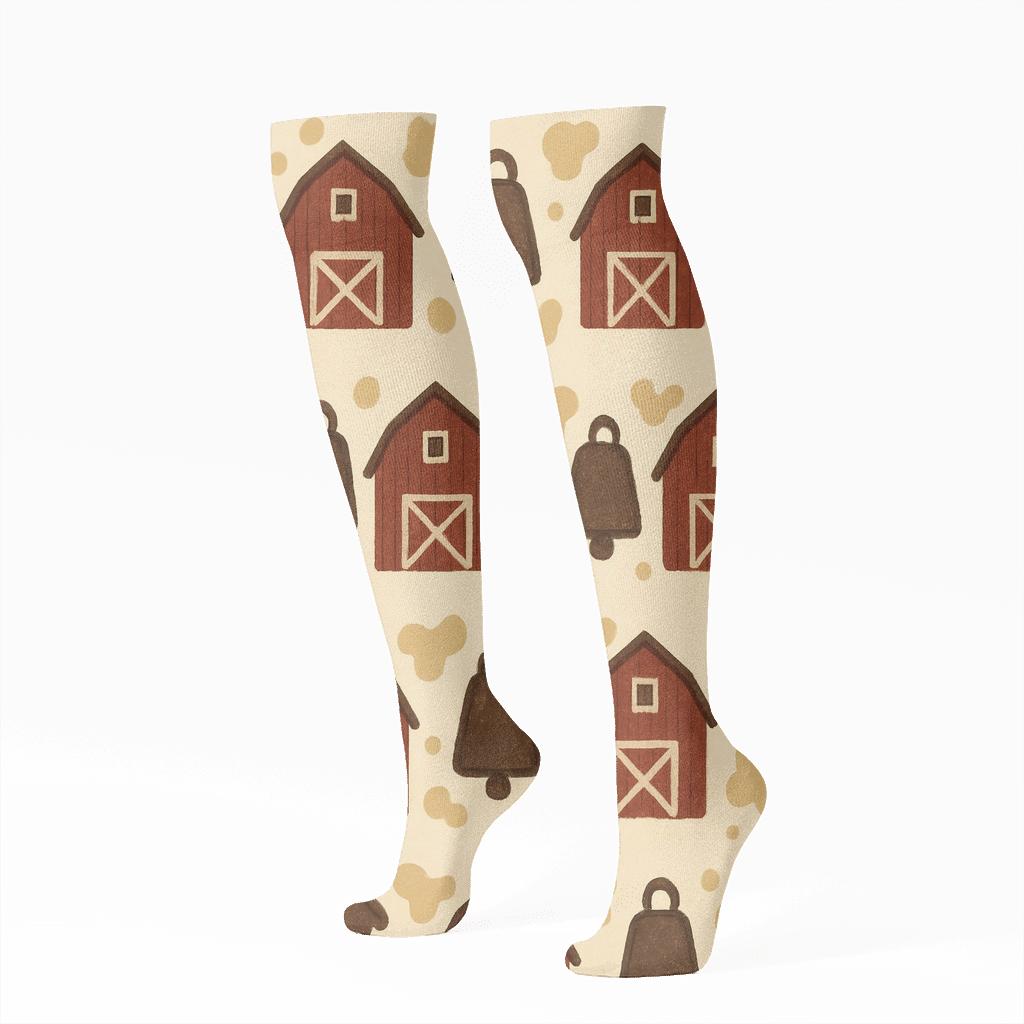 Barn Row With Spot Scatter trendy patterned knee-high socks