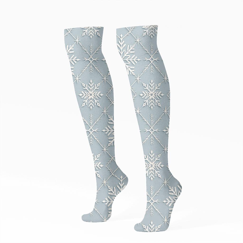 Snowflake Lattice Christmas Pattern trendy patterned knee-high socks