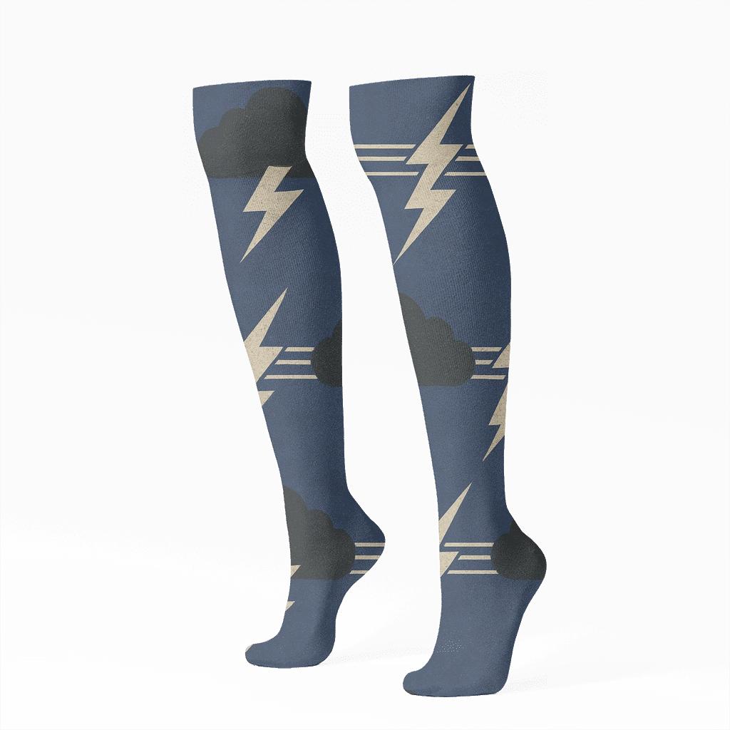 Vintage Power Line Band stylish athletic knee-high socks