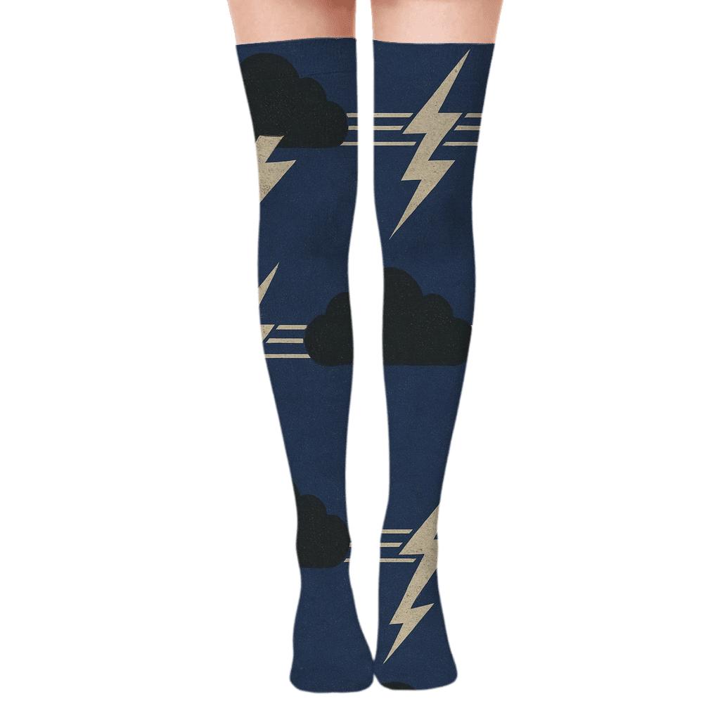 Vintage Power Line Band unique graphic over-the-knee socks