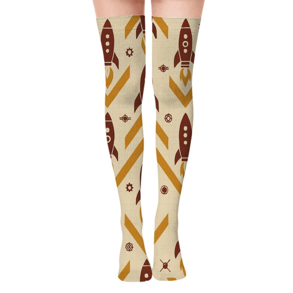 Retro Rocket Chevron Array custom over-the-knee socks