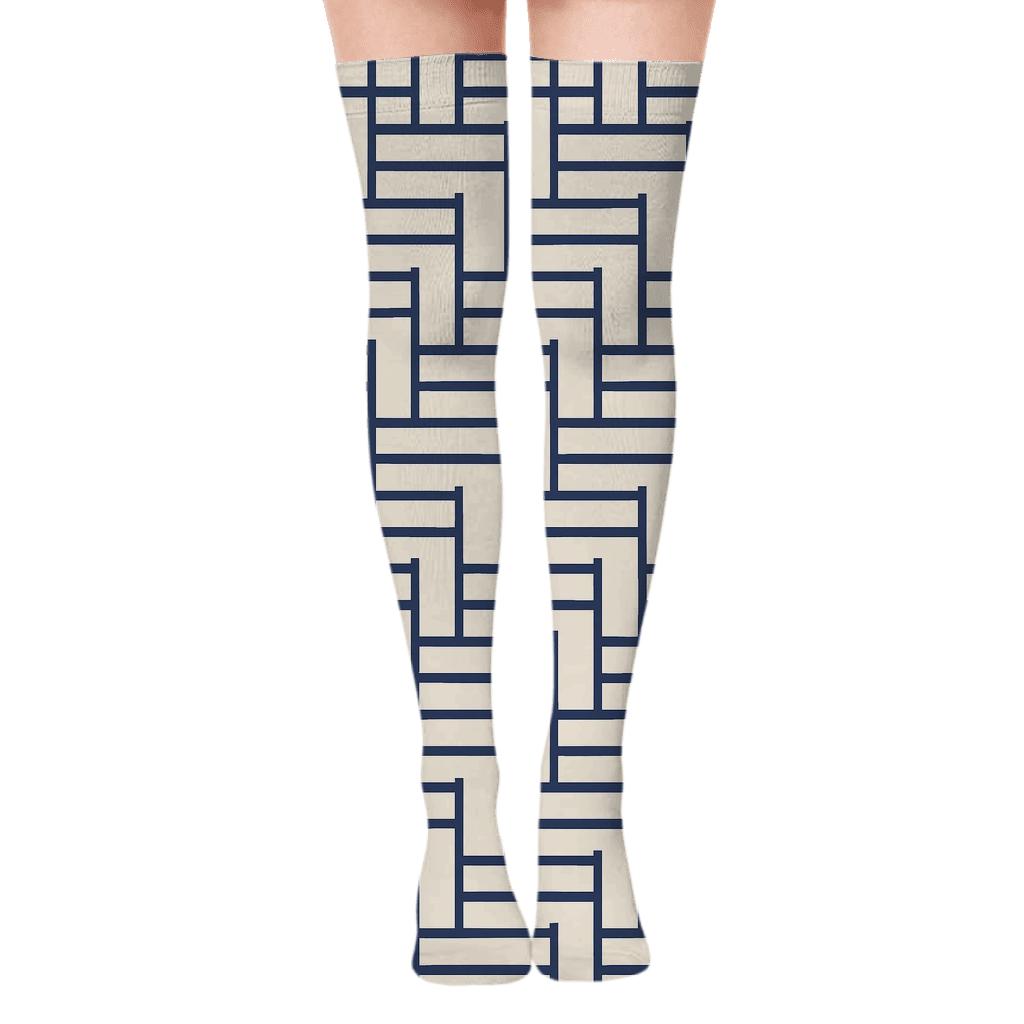 Fine Ladder Shift trendy patterned over-the-knee socks