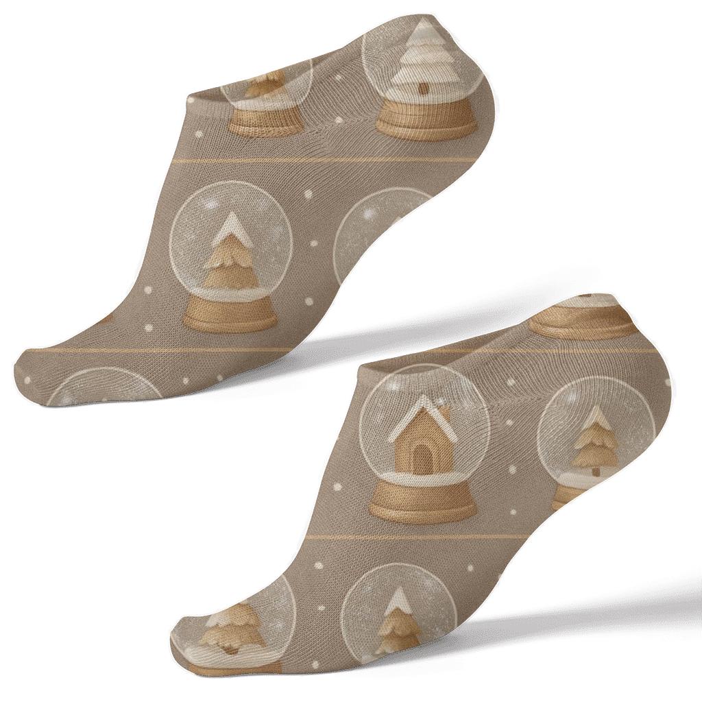 Latte Snow Globe Band Holiday custom ankle socks