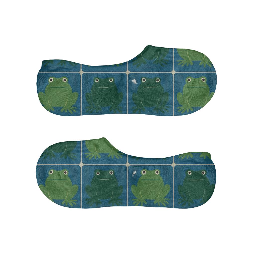 Emerald Frog Silhouette Grid anti-slip no-show socks