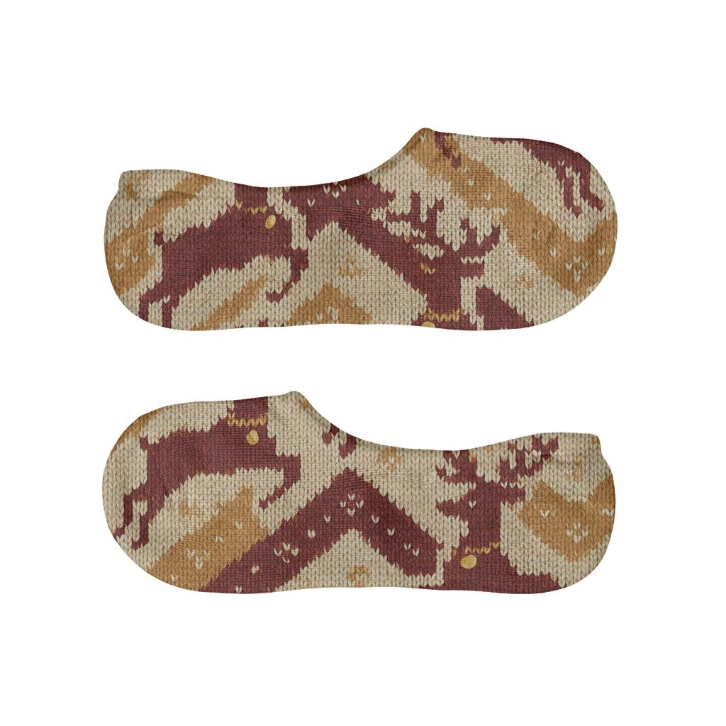 Playful Holiday Reindeer Chevron personalized no-show socks