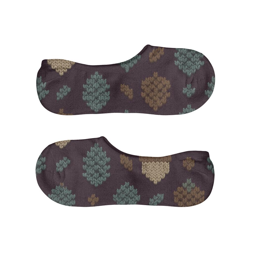 Cozy Knitted Acorn Grid On Plum Background unique hidden socks