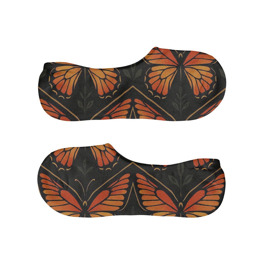Swallowtail Wing Chevron On Black anti-slip no-show socks